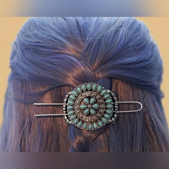 Elegant Silver and Turquoise Hair Accessorie NIP! - Picture 1 of 3